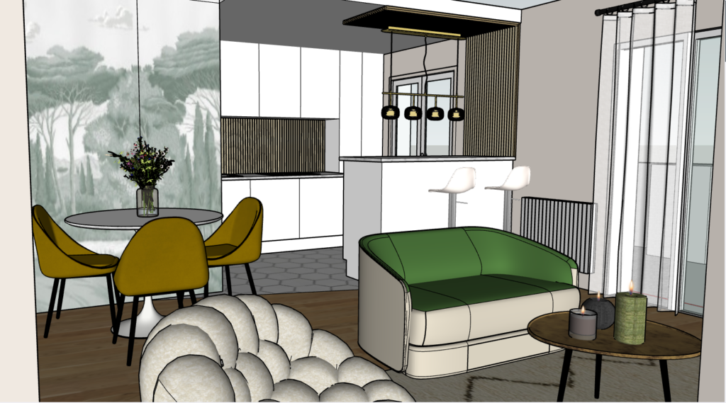 Projet d’architecture d’intérieur en modélisation 3D par Laure Boucher dans les Yvelines